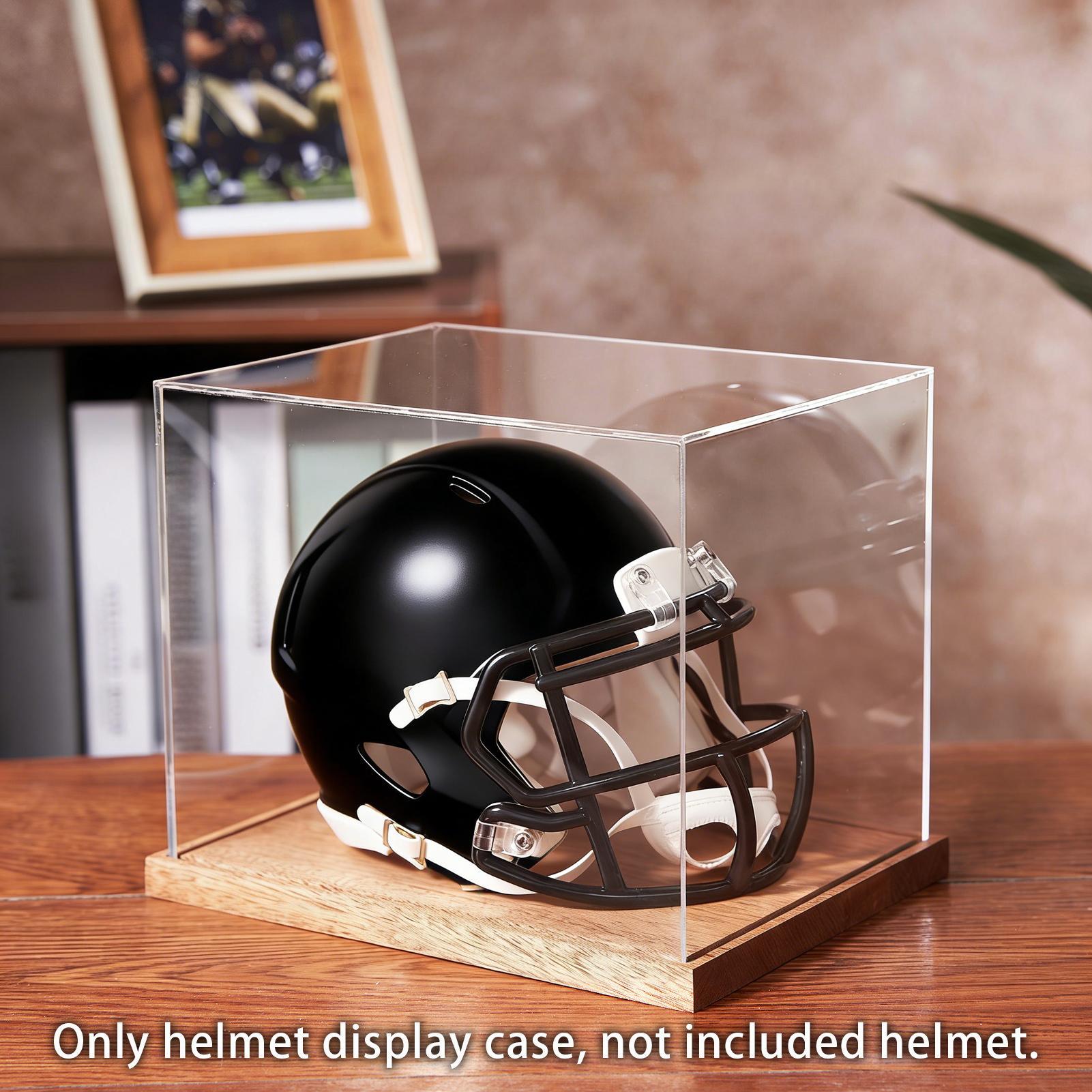 Football Helmet Case Clear Box - Display Stand Wood review and price