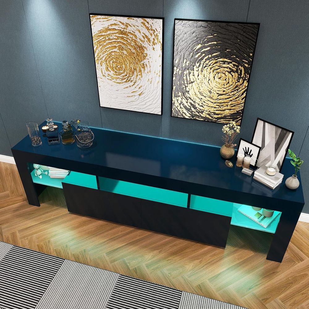 Black TV Stand, 60 65 70 75 in - Display Stand Wood review and price