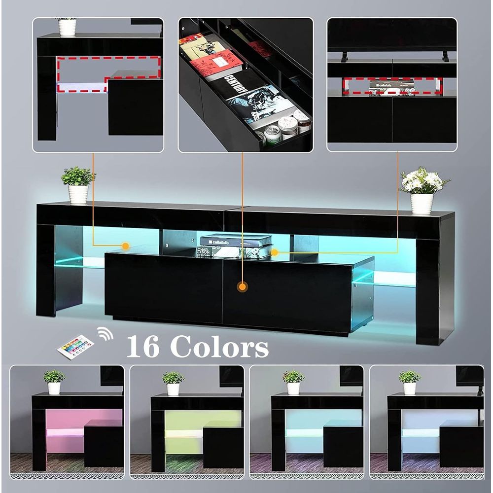 Black TV Stand, 60 65 70 75 in - Display Stand Wood review and price